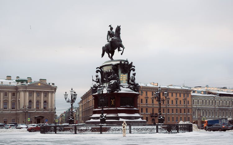 Monument To Nicholas I In Snow