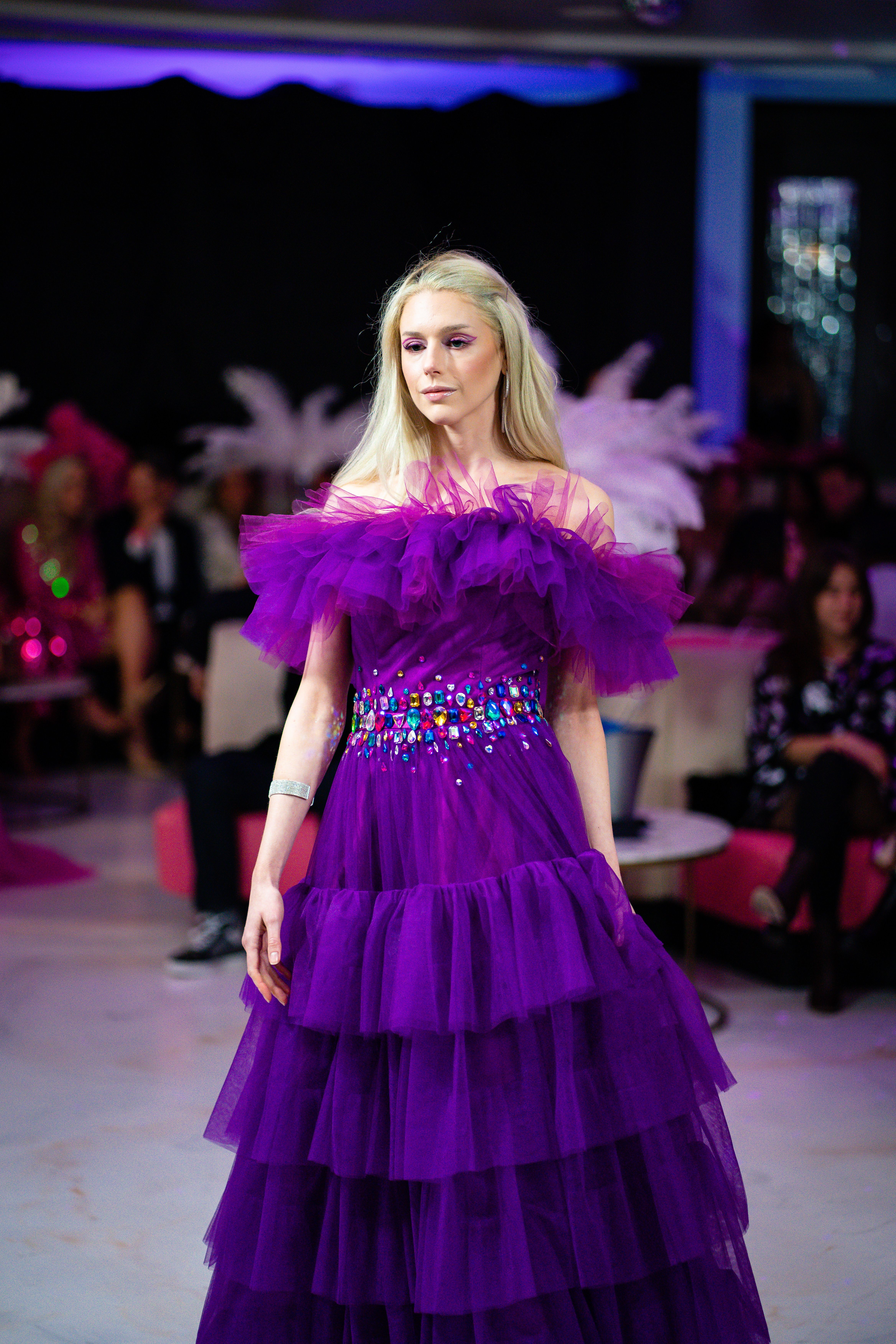 Blonde in Purple Dress  Free Stock Photo
