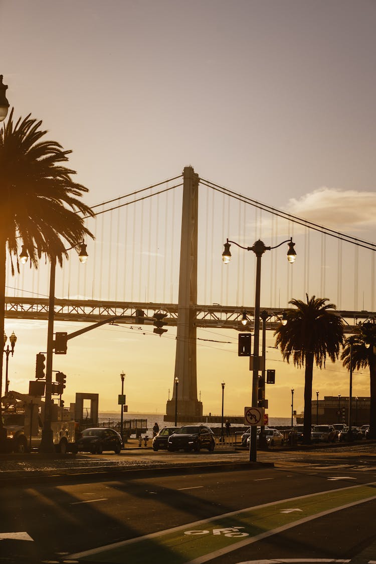 Oaklad Bay Bridge In San Francisco At Sunset