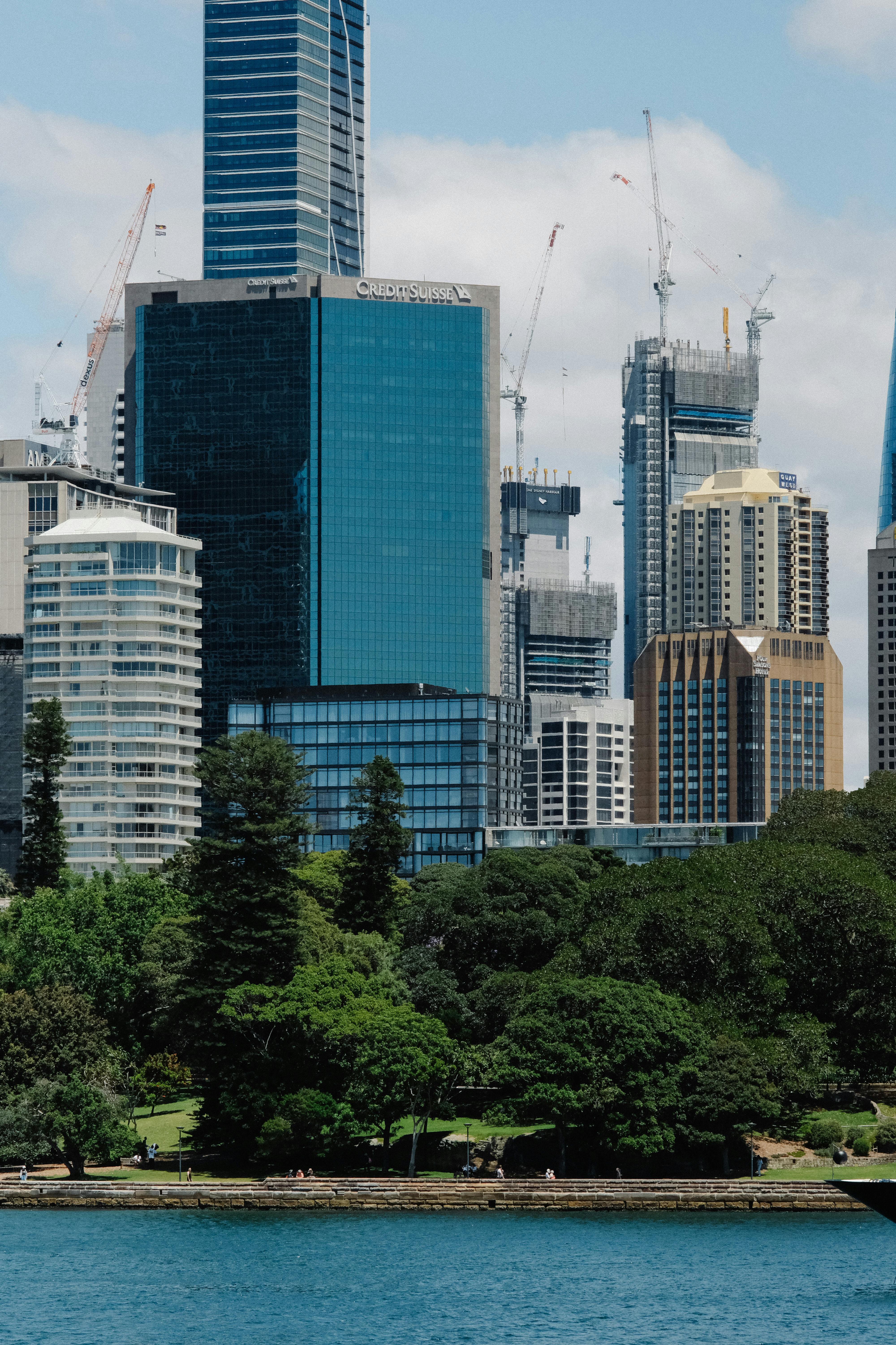 view of skyscrapers by the harbor in sydney australia