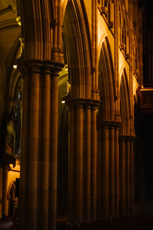 Free Explore the intricate architectural details and towering arches of St. Mary's Cathedral in Sydney. Stock Photo
