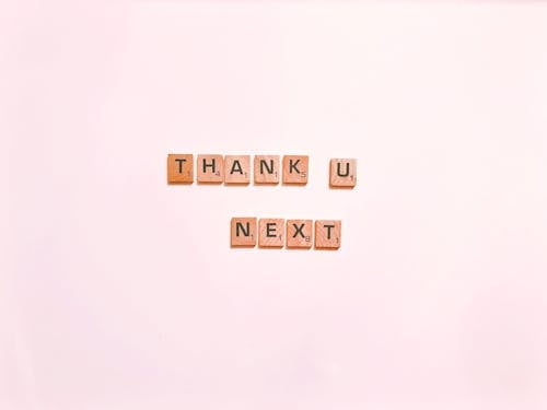 Free Scrabble Letters Spelling Thank U Next Stock Photo