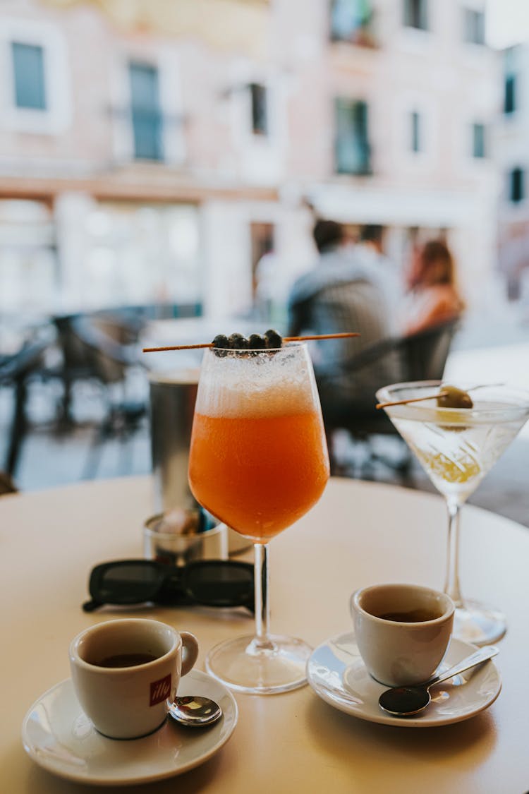 Coffee And Drinks On Table At Restaurant