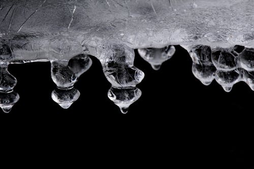 Close up of Ice in Black and White