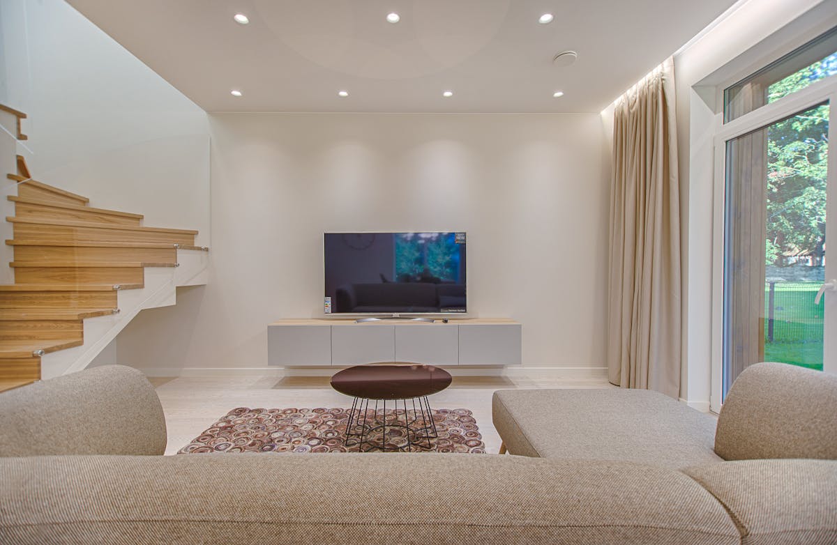 Modern living room with greige walls