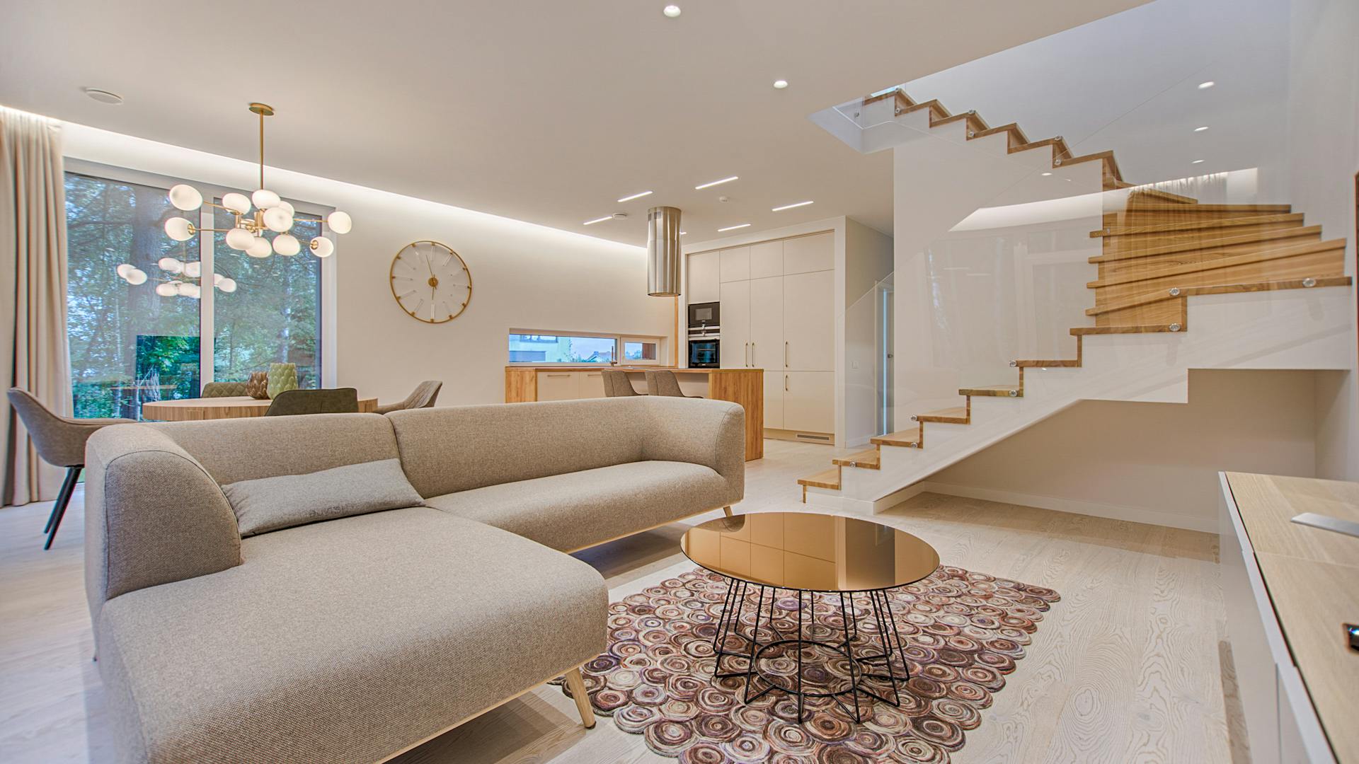 Handcrafted wooden furniture in elegant interior