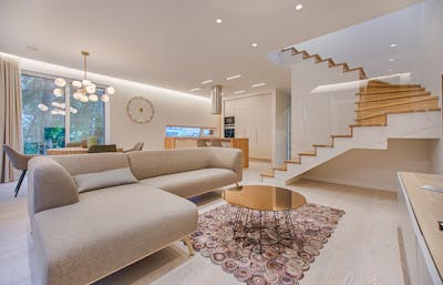 Elegant Living Room with Tufted Carpet