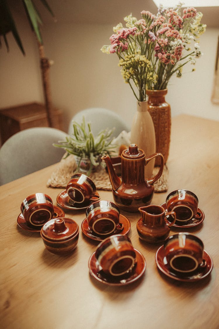 Pottery On Table At Home