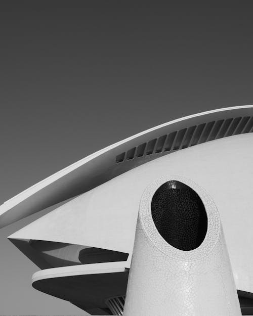 Futuristic Building in Black and White