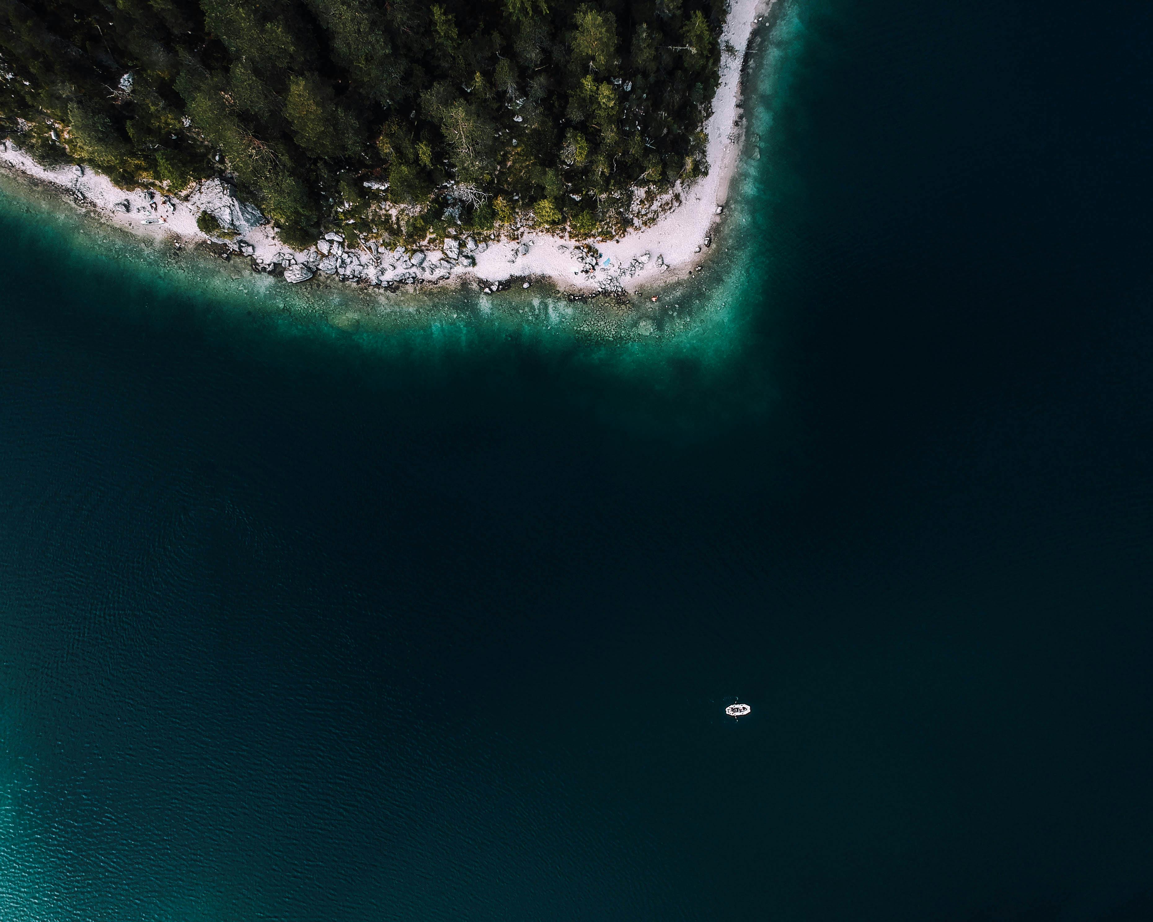 cruise ship near island