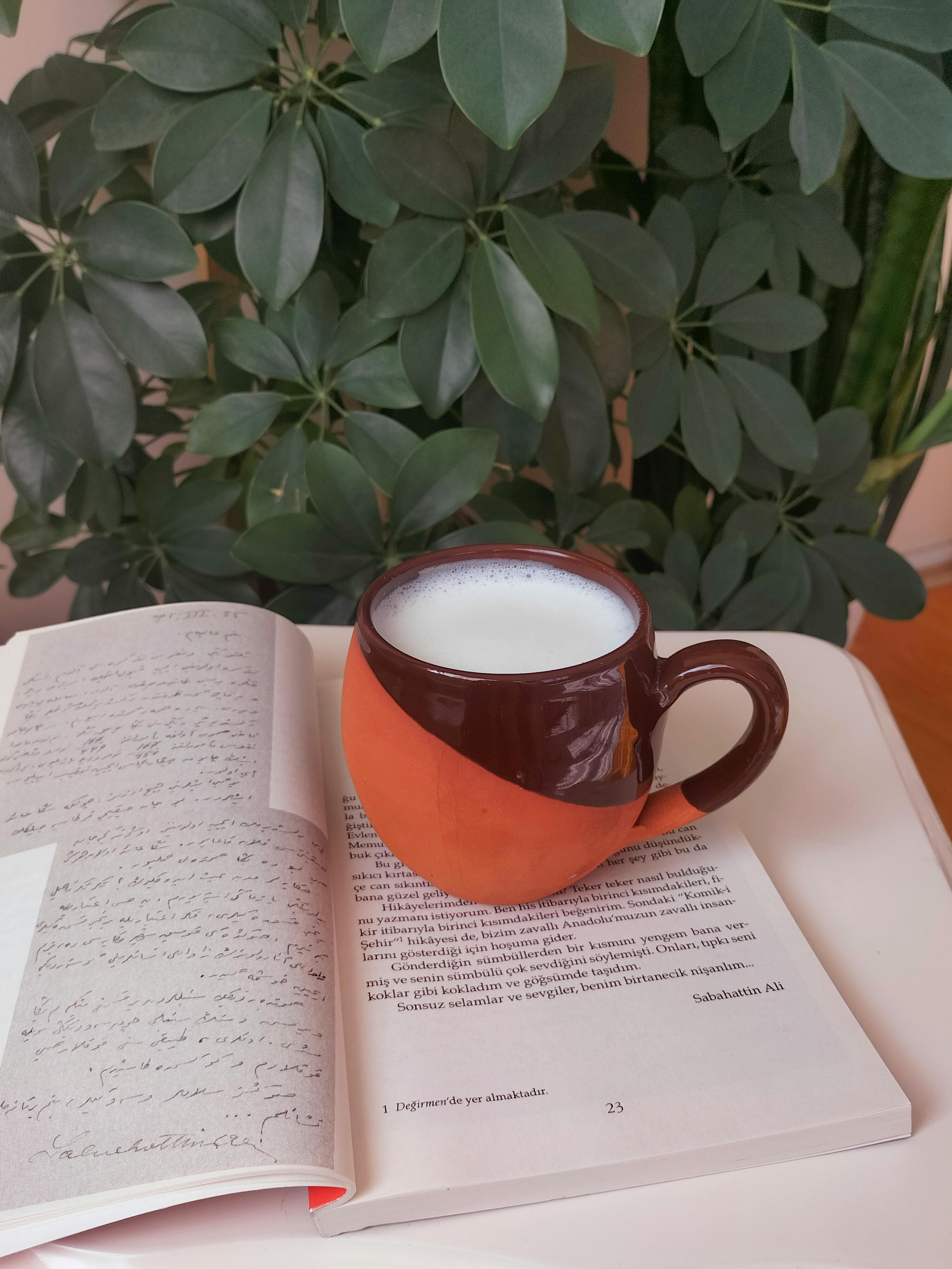 cup of milk on book in turkish