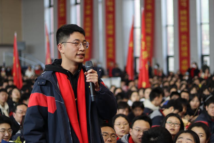 Man With Eyeglasses Speaking In Parliament