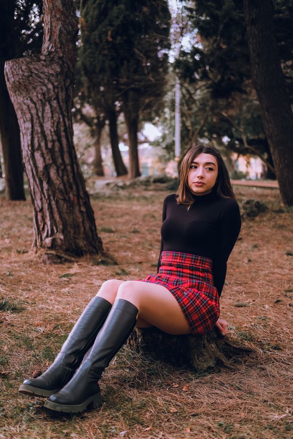 Plaid Mini Skirt and Black Turtleneck