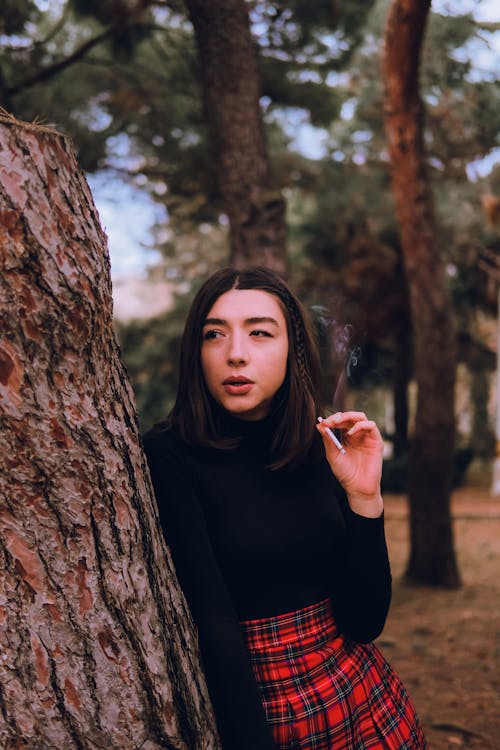 Δωρεάν στοκ φωτογραφιών με γυναίκα, δέντρα, κάπνισμα