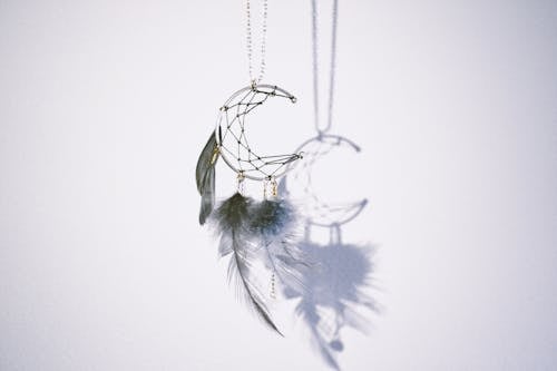 Free Hanging Moon Shaped Dreamcatcher Stock Photo
