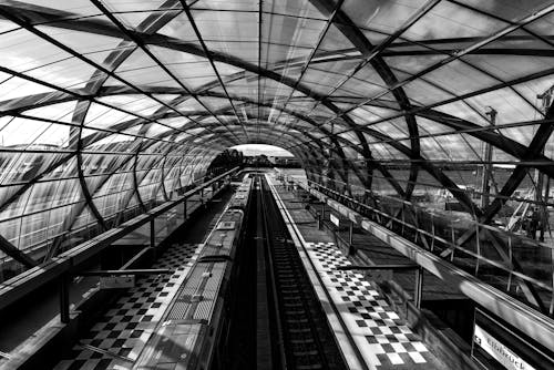 Black and White Photo of Elbbrücken Metro Station in Hamburg, Germany
