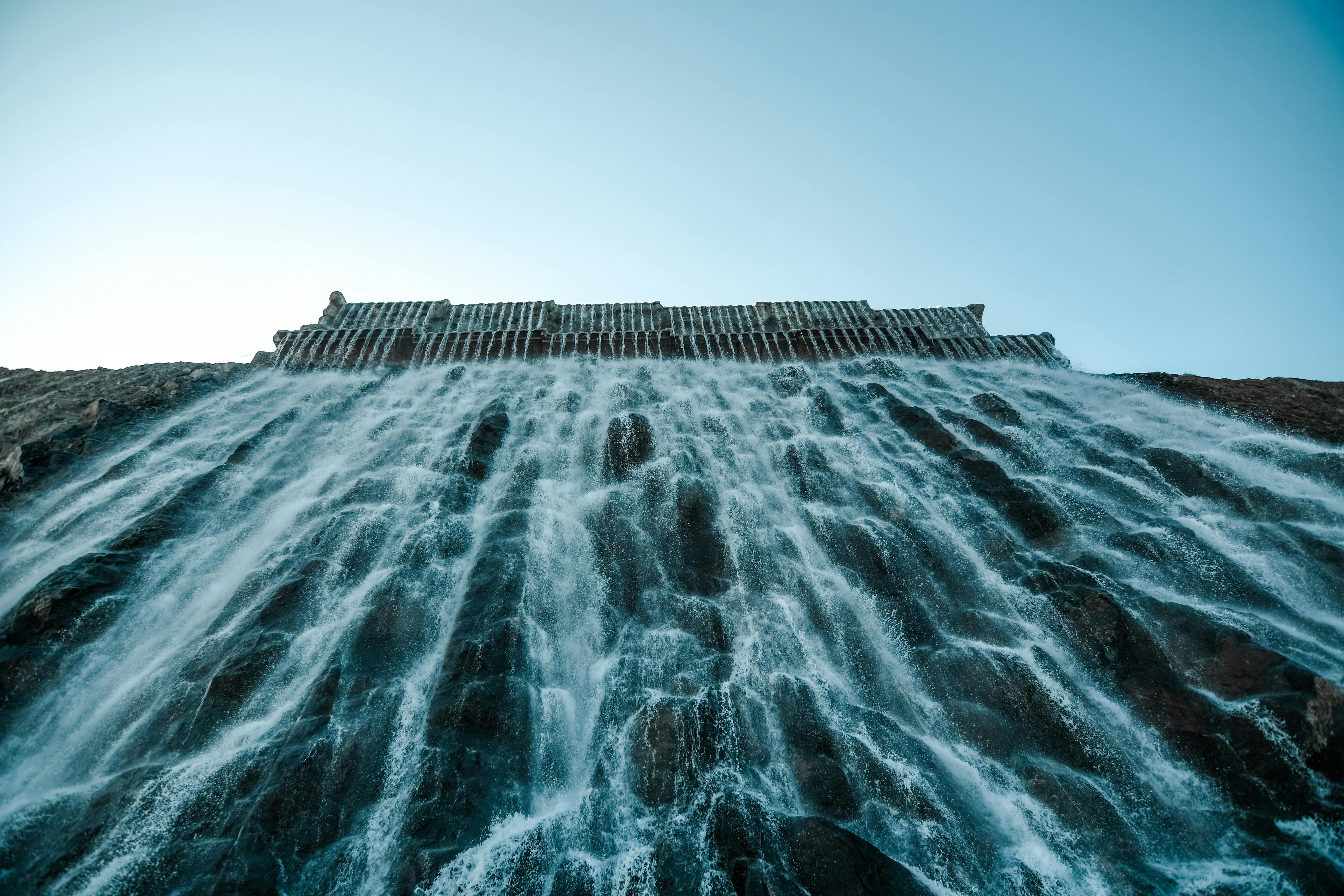 waterfall seen from below