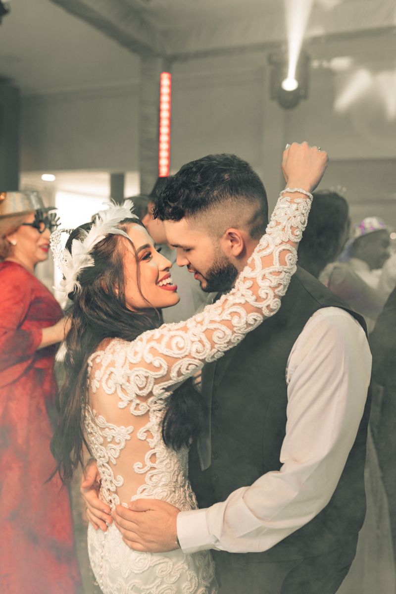 Couple at their engagement party
