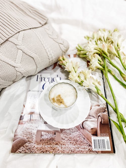 Flowers, Magazine and Coffee