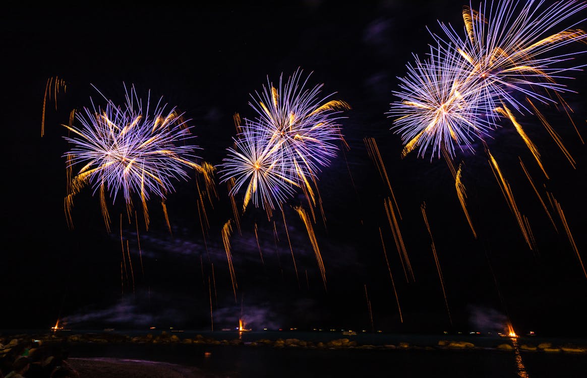 Yellow Blue Fireworks · Free Stock Photo