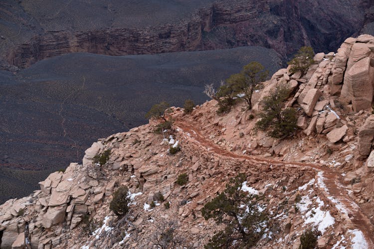 Footpath Among Rocks On Hills