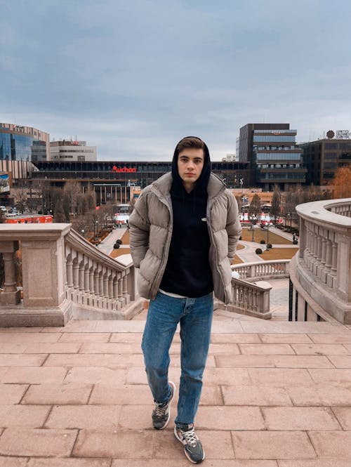 Boy in Casual Trendy Outfit in City 