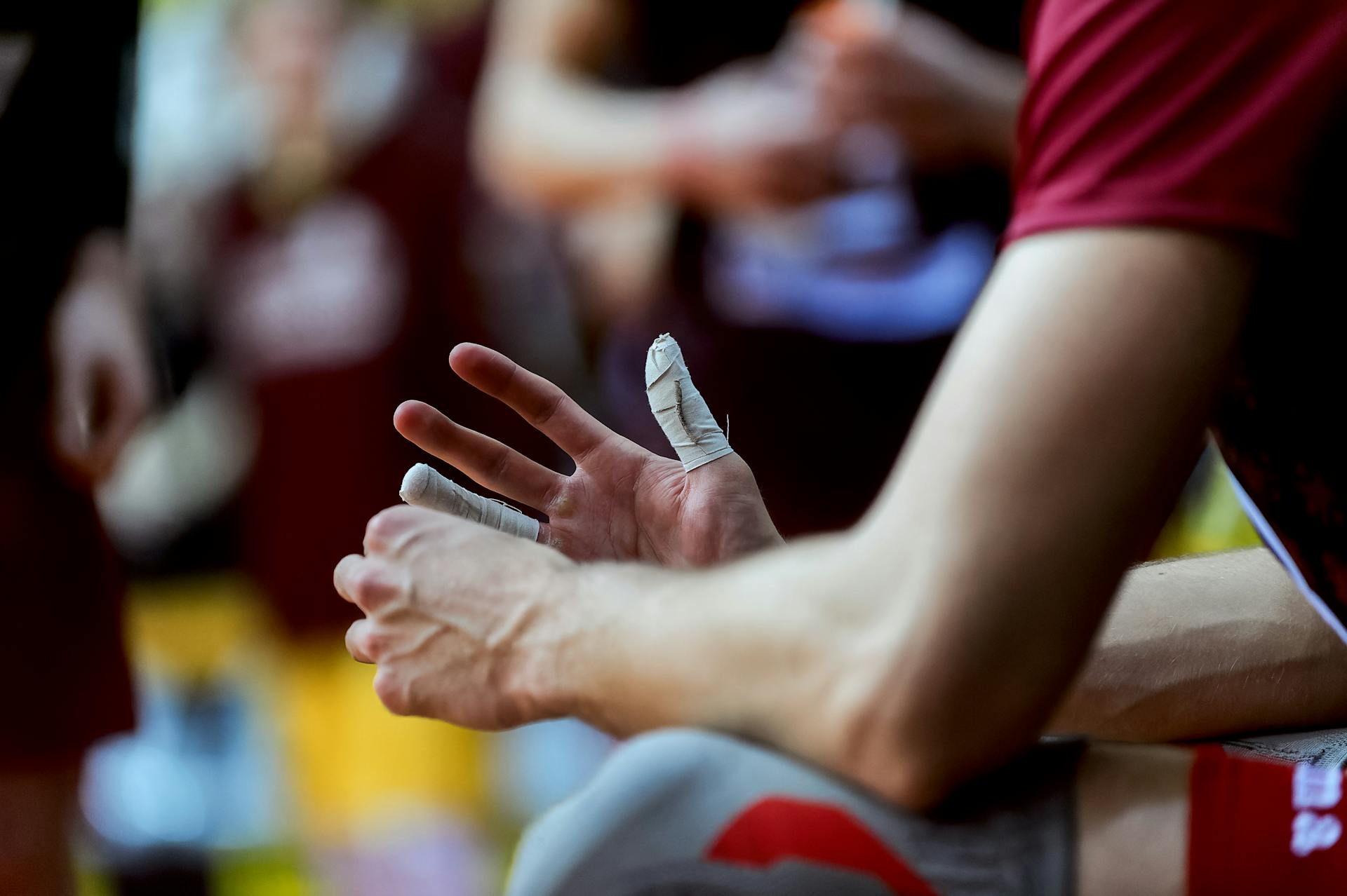 Close-up of an Athlete Sitting on the Bench