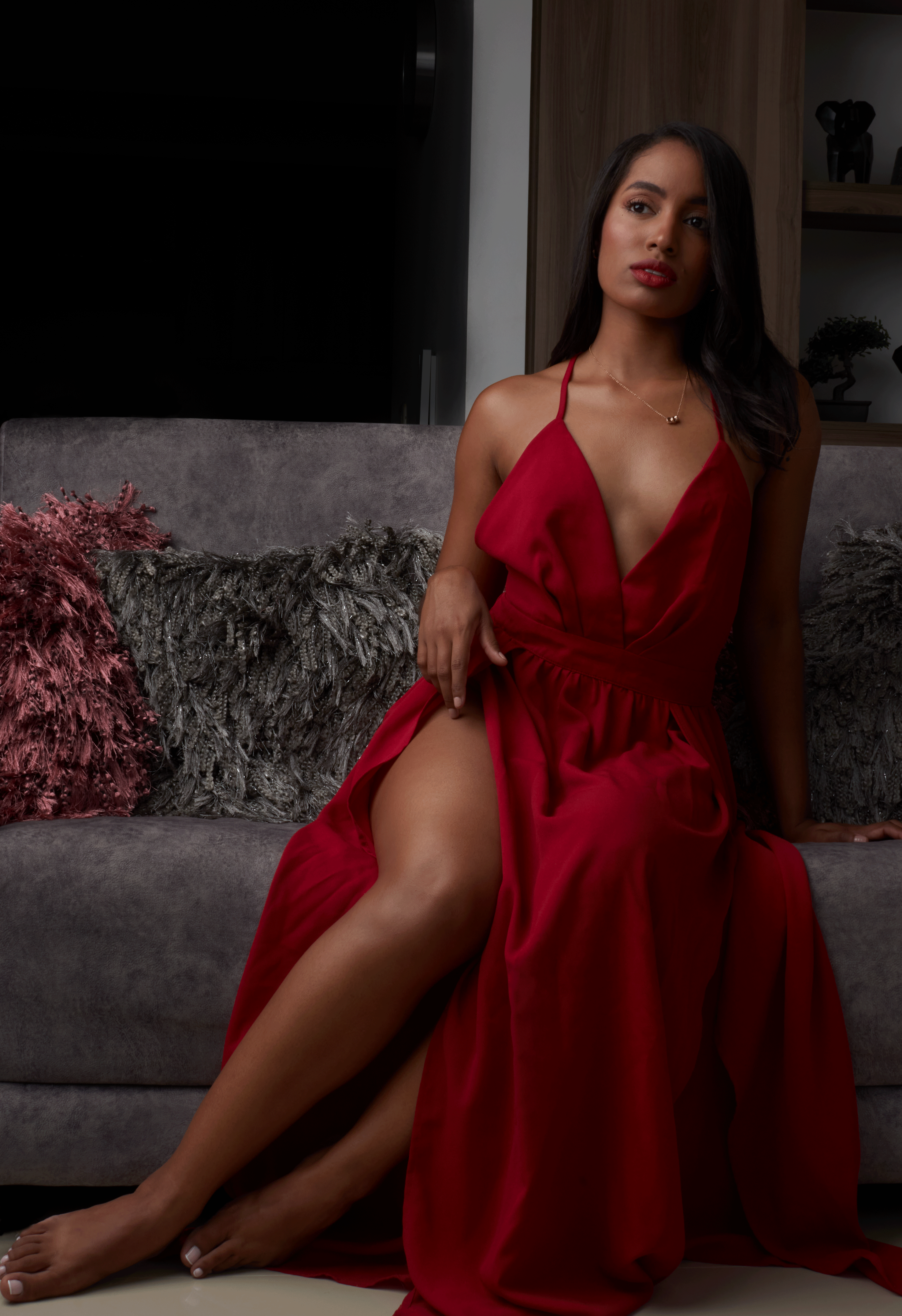 woman in red dress Posie Dress in Windsor Blush 4 main image 1