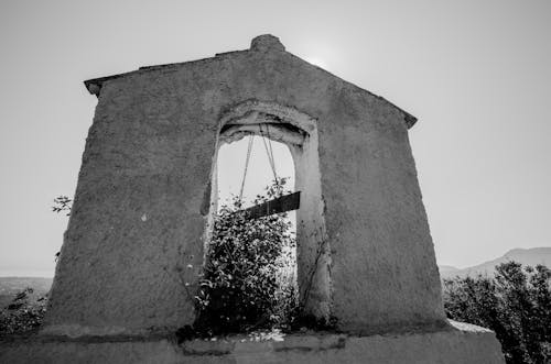 Abandoned Building Wall in Black and White