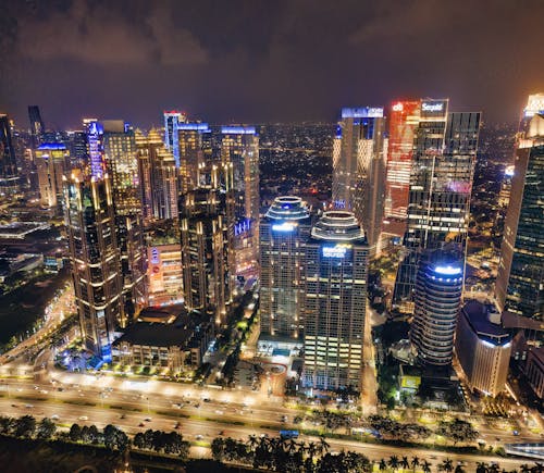Illuminated Cityscape of Jakarta