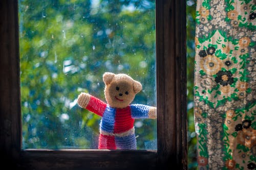 Fotos de stock gratuitas de marco de la ventana, naturaleza muerta, osito de peluche