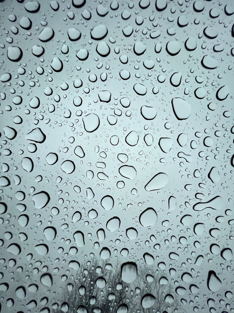 Water Drops On Glass Surface