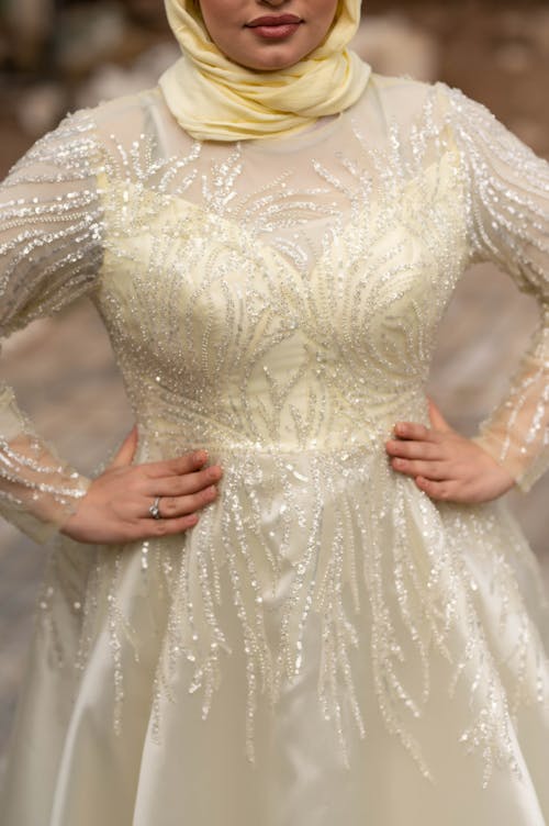 Woman Posing in a Wedding Dress