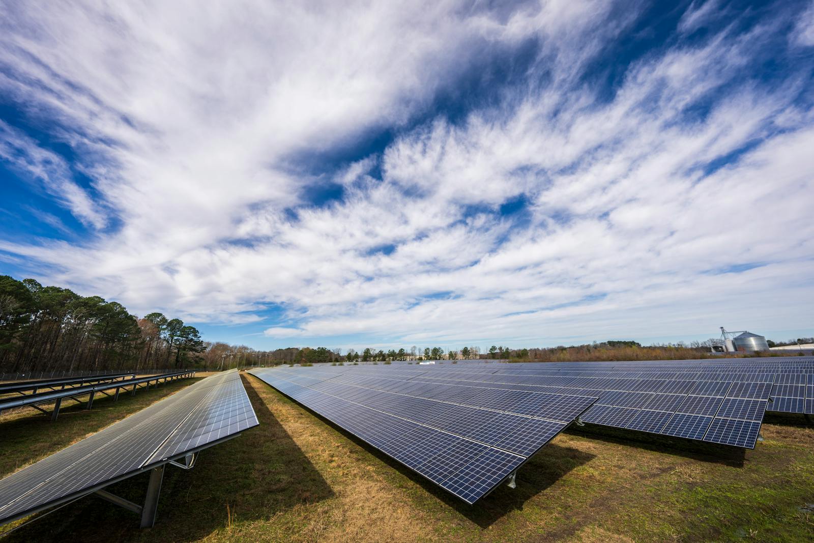 Solar panels in African landscape