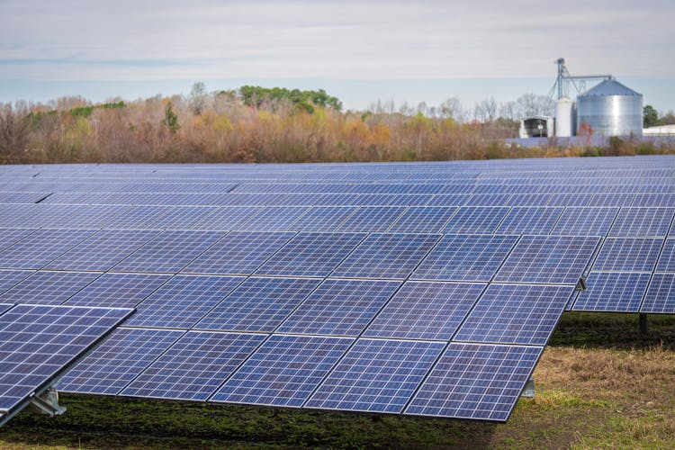 Solar Panels On A Field