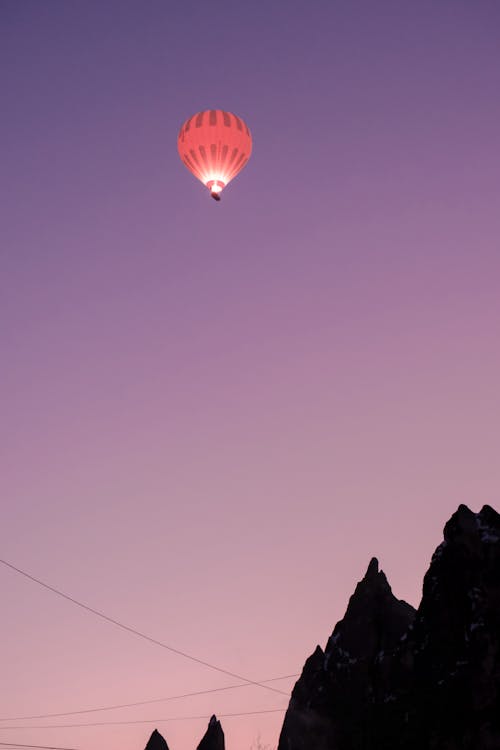 Hot Air Balloon in Purple Sky