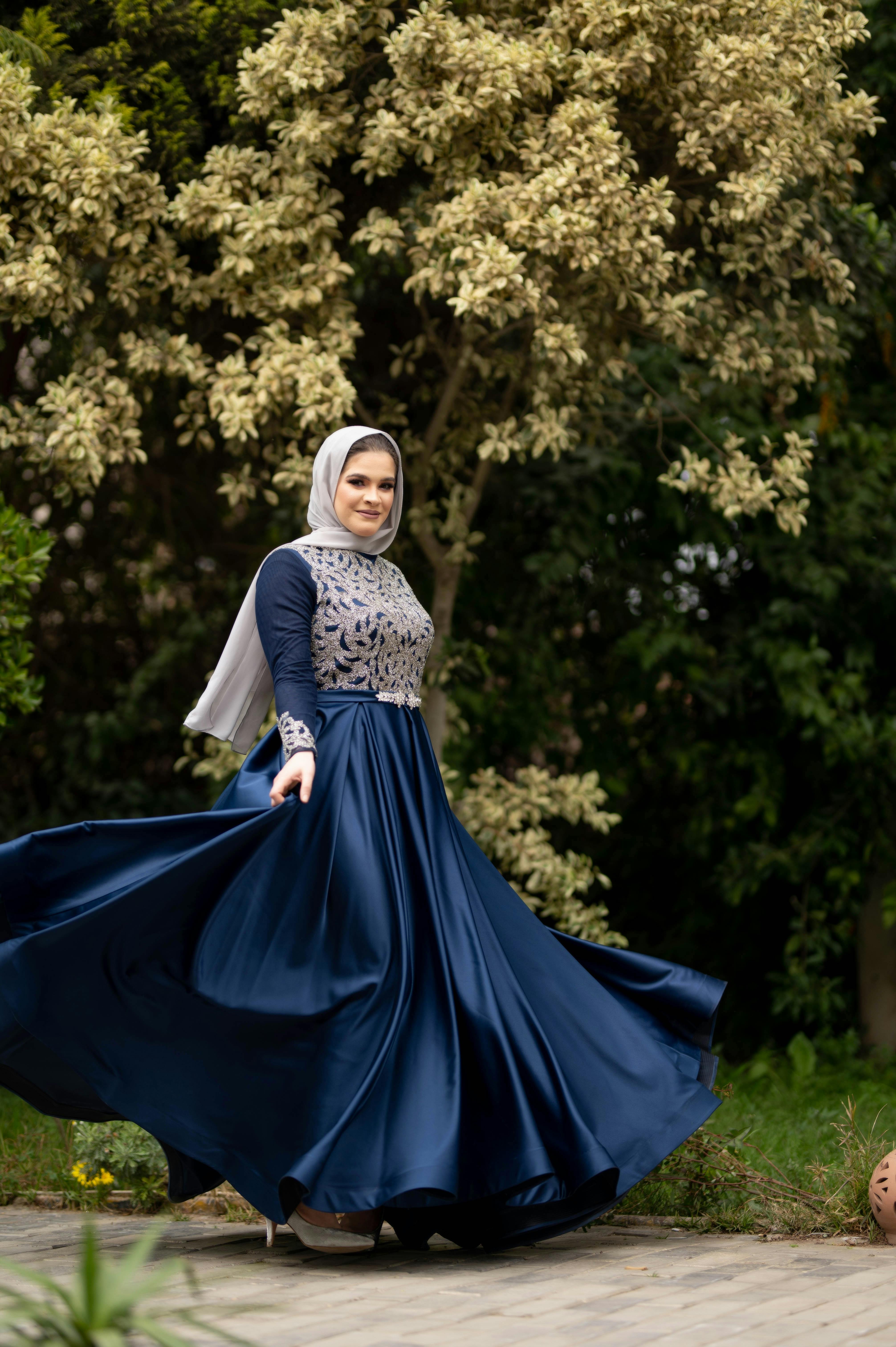 Dark blue clearance dress with hijab