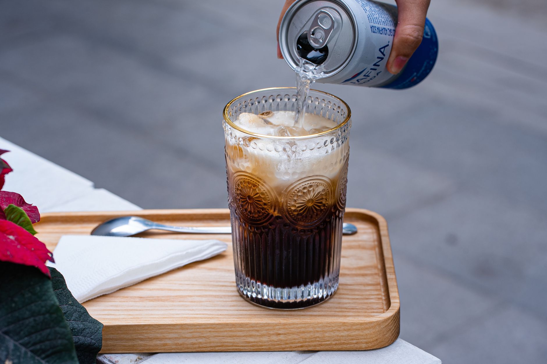 Variety of colorful clean soda drinks in glasses