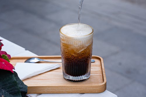 Free Iced Coffee on a Table in a Cafe  Stock Photo