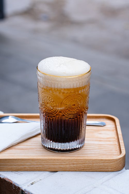 Iced Coffee on a Table in a Cafe 