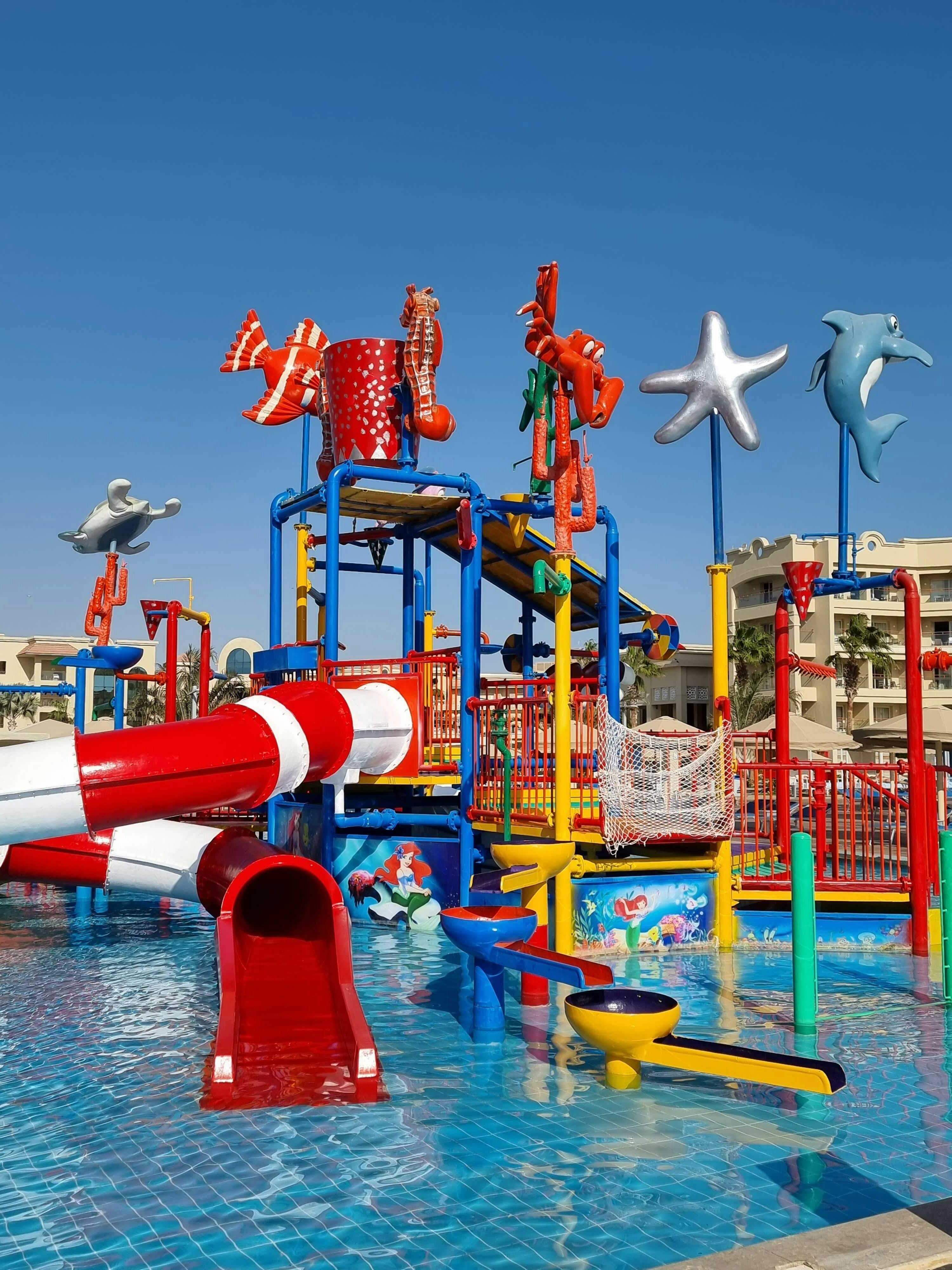 Children on water park slides