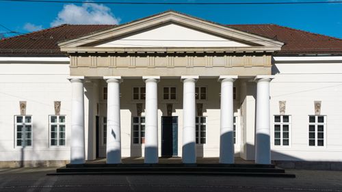 Free Neoclassical architecture of the Wilhelm Wagenfeld House in Bremen, Germany. Stock Photo
