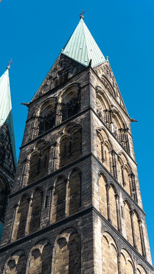 Free Stunning view of St. Peter's Cathedral, a Gothic landmark in Bremen, Germany. Stock Photo
