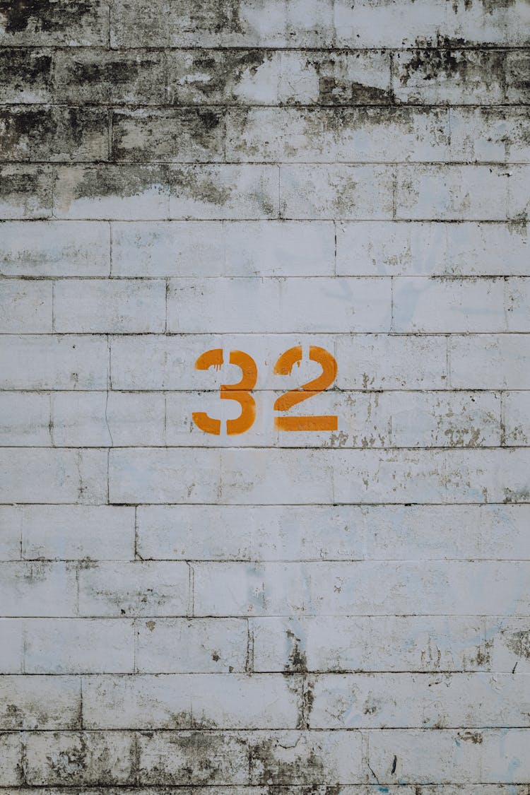 Number 32 Painted On A Wall 