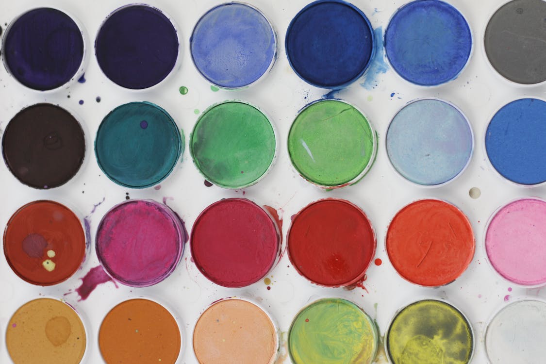 Watercolor paint palette, Stock image