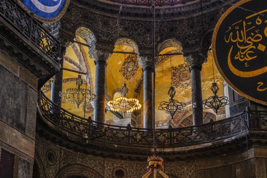 Explore the ornate interior of Hagia Sophia highlighting historical architecture and Islamic artistry.