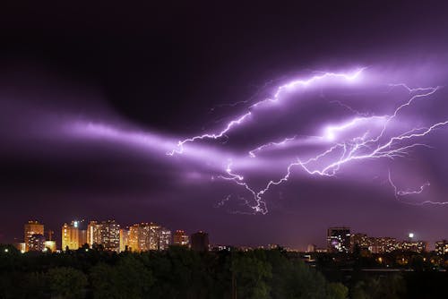 Free Purple Lightning at Night Stock Photo