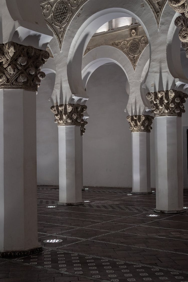 Interior Of The Synagogue Of Santa Maria La Blanca In Toledo, Spain 