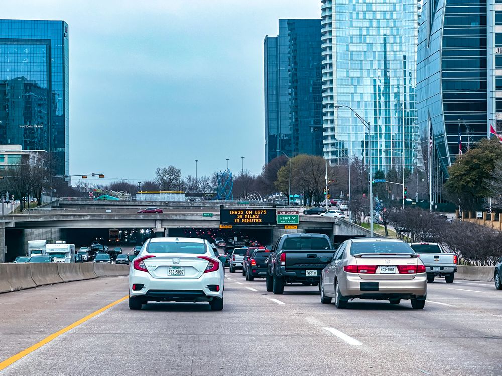 Traffic moving through Dallas