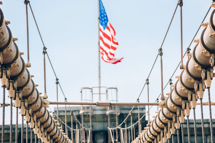 Gray Bridge Across Us Flag